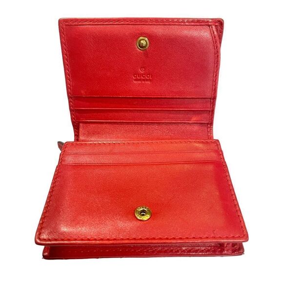 GUCCI GG MARMONT RED MATELASSÉ LEATHER CARD CASE WALLET - Picture 11 of 12